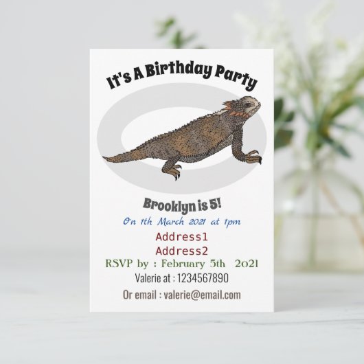 Afbeelding van de cartoon van de hagedis van de ro kaart (Staand voorkant)