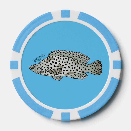 Afbeelding van de cartoon van de Humpback grouper Poker Chips (Voorkant)