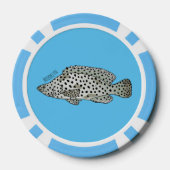 Afbeelding van de cartoon van de Humpback grouper Poker Chips (Achterkant)