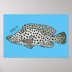 Afbeelding van de cartoon van de Humpback grouper Poster