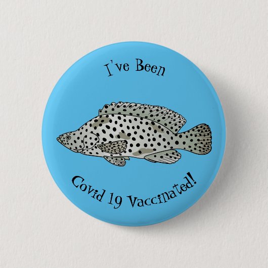 Afbeelding van de cartoon van de Humpback grouper Ronde Button 5,7 Cm (Voorkant)