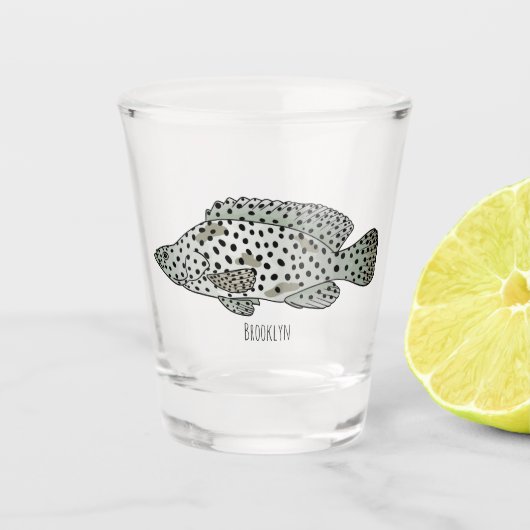 Afbeelding van de cartoon van de Humpback grouper Shot Glas (Voorkant)