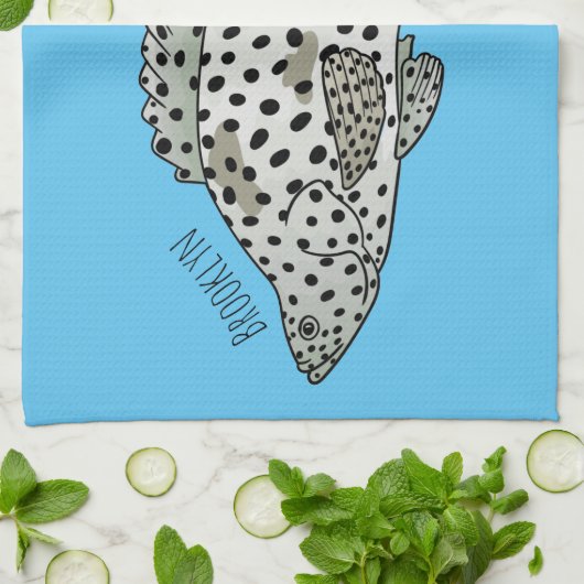 Afbeelding van de cartoon van de Humpback grouper Theedoek (Gevouwen)