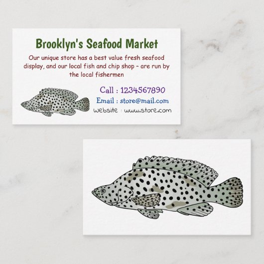 Afbeelding van de cartoon van de Humpback grouper Visitekaartje (Voorkant / Achterkant)
