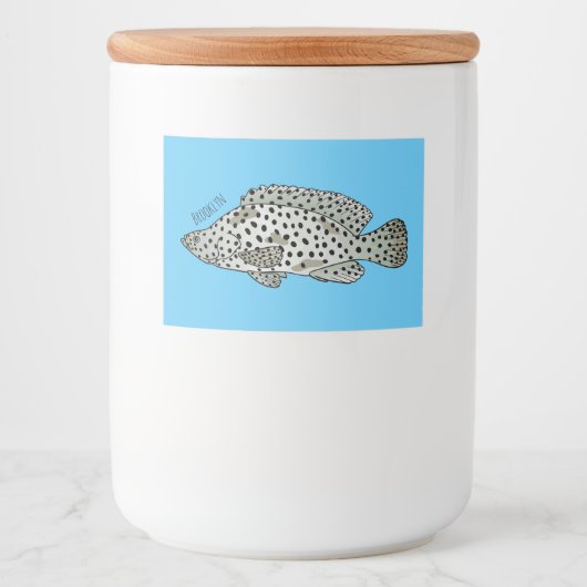 Afbeelding van de cartoon van de Humpback grouper Voedselcontainer Etiket (Voorkant)