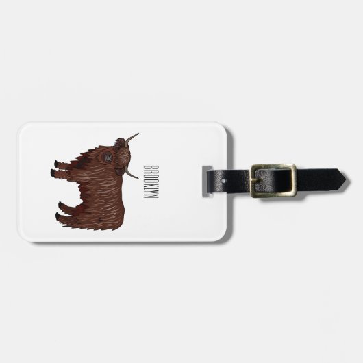 Afbeelding van de cartoon van de koe van het land bagagelabel (Voorkant horizontaal)