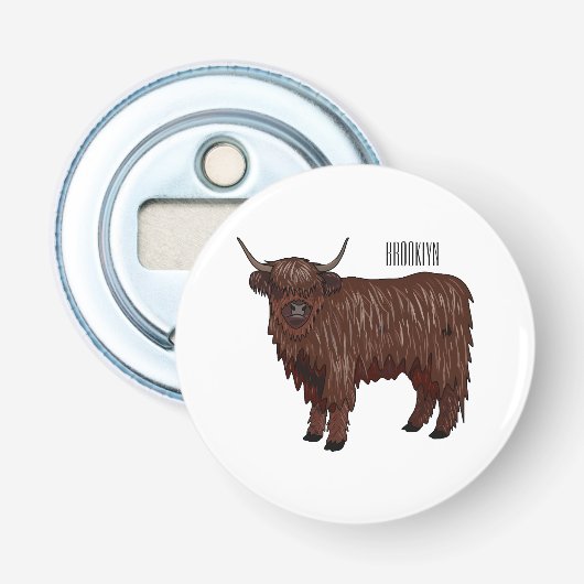 Afbeelding van de cartoon van de koe van het land button flesopener (Voorkant)