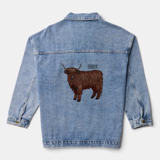 Afbeelding van de cartoon van de koe van het land denim jacket (Achterkant)