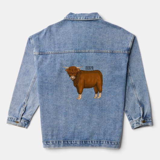 Afbeelding van de cartoon van de koe van het land denim jacket (Achterkant)