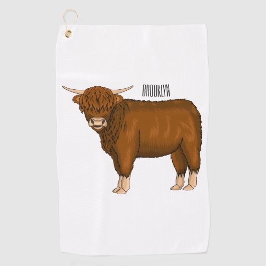 Afbeelding van de cartoon van de koe van het land golfhanddoek (Voorkant)