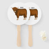 Afbeelding van de cartoon van de koe van het land handwaaier (Voorkant en achterkant)