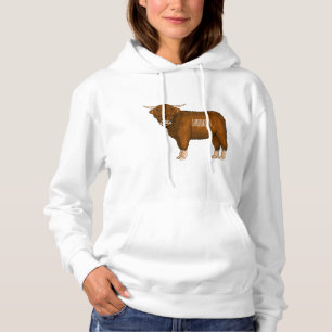 Afbeelding van de cartoon van de koe van het land hoodie