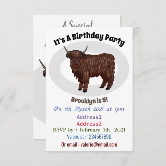 Afbeelding van de cartoon van de koe van het land kaart (Voorkant / Achterkant)