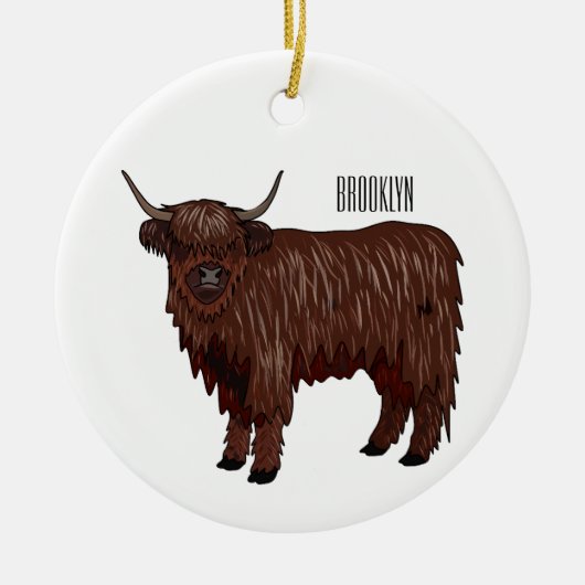 Afbeelding van de cartoon van de koe van het land keramisch ornament (Voorkant)