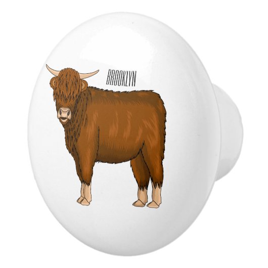 Afbeelding van de cartoon van de koe van het land keramische knop (Rechts)