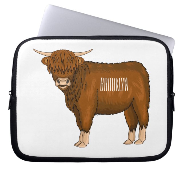 Afbeelding van de cartoon van de koe van het land laptop sleeve (Voorkant)
