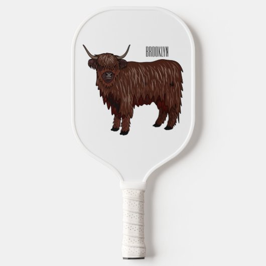 Afbeelding van de cartoon van de koe van het land pickleball paddle (Voorkant)