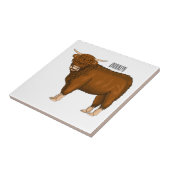 Afbeelding van de cartoon van de koe van het land tegeltje (Zijkant)