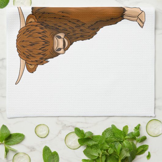 Afbeelding van de cartoon van de koe van het land theedoek (Gevouwen)