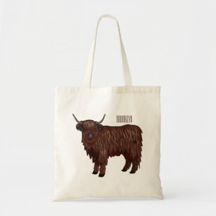 Afbeelding van de cartoon van de koe van het land tote bag