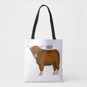 Afbeelding van de cartoon van de koe van het land tote bag