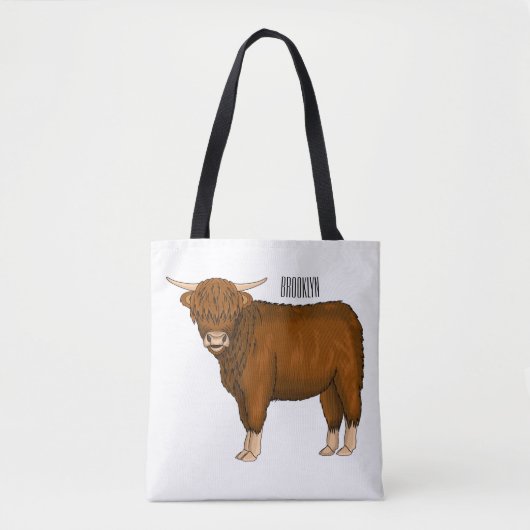 Afbeelding van de cartoon van de koe van het land tote bag (Voorkant)
