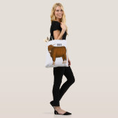 Afbeelding van de cartoon van de koe van het land tote bag (Op model)