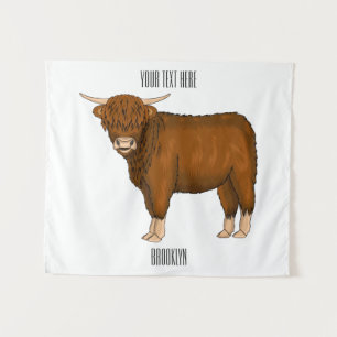 Afbeelding van de cartoon van de koe van het land wandkleed