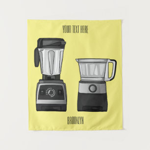 Afbeelding van de cartoon van de levensmiddelenver wandkleed