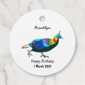 Afbeelding van de cartoon van de monale vogel uit bedankjes labels (Achterkant)