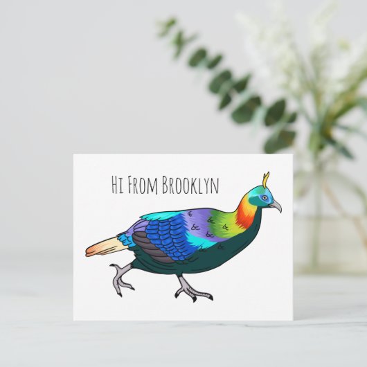 Afbeelding van de cartoon van de monale vogel uit  briefkaart (Staand voorkant)