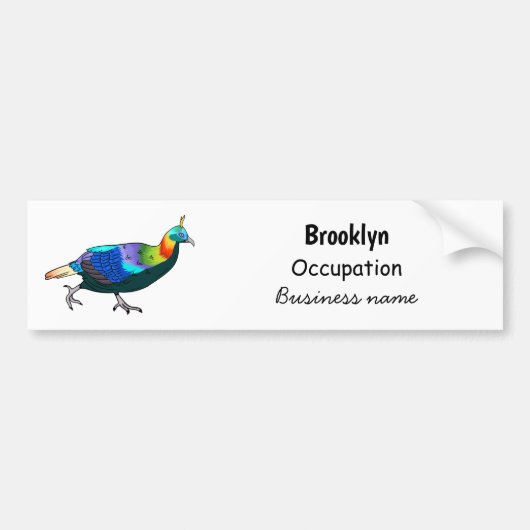 Afbeelding van de cartoon van de monale vogel uit  bumpersticker (Voorkant)