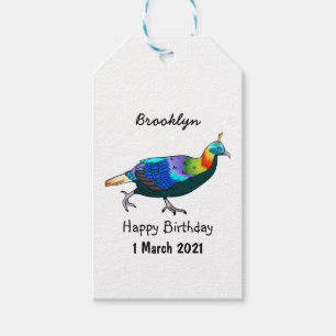 Afbeelding van de cartoon van de monale vogel uit cadeaulabel