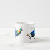 Afbeelding van de cartoon van de monale vogel uit  espresso kop (Voorkant)