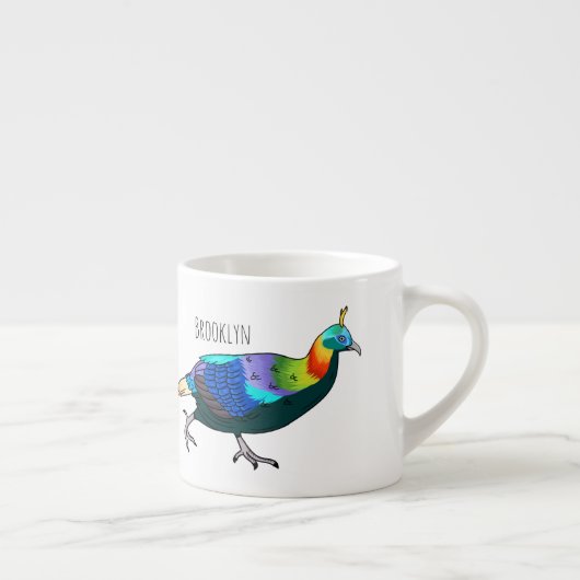 Afbeelding van de cartoon van de monale vogel uit  espresso kop (Rechts)