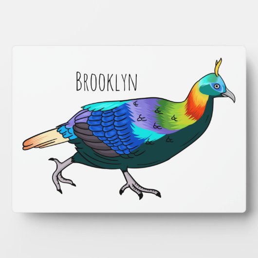 Afbeelding van de cartoon van de monale vogel uit  fotoplaat (voorkant)