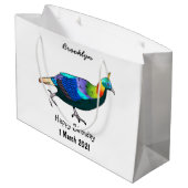 Afbeelding van de cartoon van de monale vogel uit  groot cadeauzakje (Achterkant Gekanteld)
