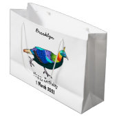 Afbeelding van de cartoon van de monale vogel uit  groot cadeauzakje (Voorkant Gekanteld)