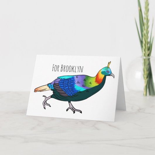 Afbeelding van de cartoon van de monale vogel uit  kaart (Voorkant)