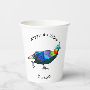 Afbeelding van de cartoon van de monale vogel uit papieren bekers