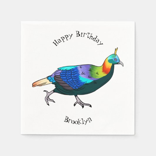 Afbeelding van de cartoon van de monale vogel uit servet (Voorkant)