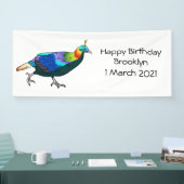 Afbeelding van de cartoon van de monale vogel uit  spandoek (Beurs)