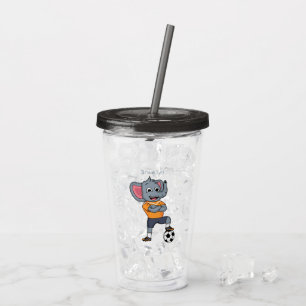 Afbeelding van de cartoon van de olifantenvoetbals acryl drinkbeker