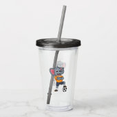 Afbeelding van de cartoon van de olifantenvoetbals acryl drinkbeker (Achterkant)