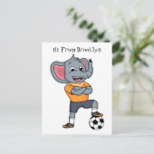 Afbeelding van de cartoon van de olifantenvoetbals briefkaart (Staand voorkant)