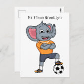 Afbeelding van de cartoon van de olifantenvoetbals briefkaart (Voorkant / Achterkant)