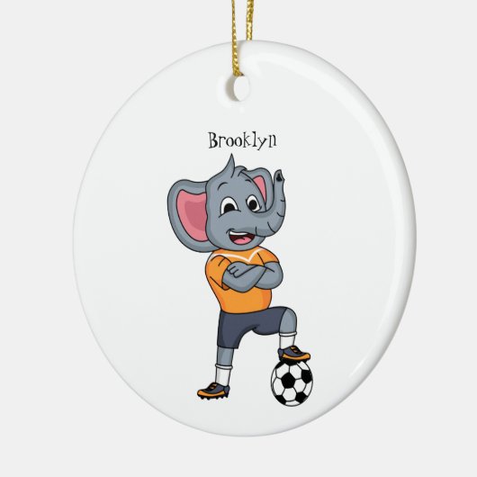 Afbeelding van de cartoon van de olifantenvoetbals keramisch ornament (Links)