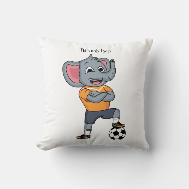 Afbeelding van de cartoon van de olifantenvoetbals kussen (Voorkant)