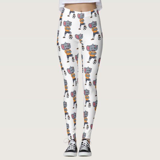 Afbeelding van de cartoon van de olifantenvoetbals leggings (Voorkant)