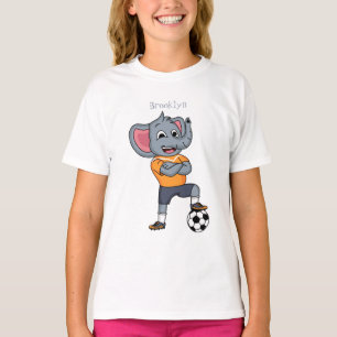 Afbeelding van de cartoon van de olifantenvoetbals t-shirt